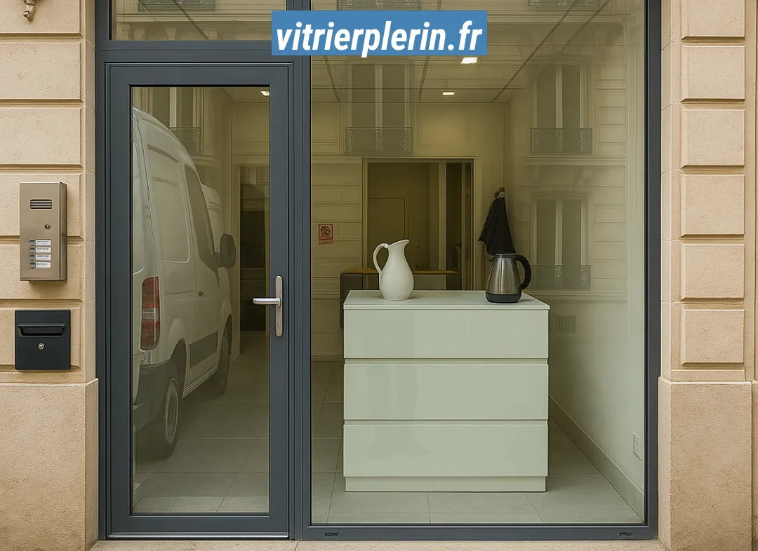 Façade vitrine de magasin en aluminium sur mesure à Plérin
